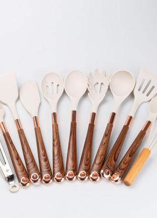 Набір кухонного приладдя з підставкою silicone utensils set набір приладів для кухні4 фото