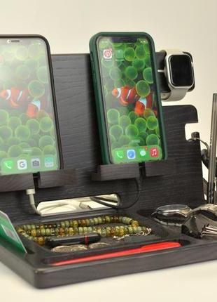 Деревянная подставка для телефона, часов apple, визиток, планшета2 фото