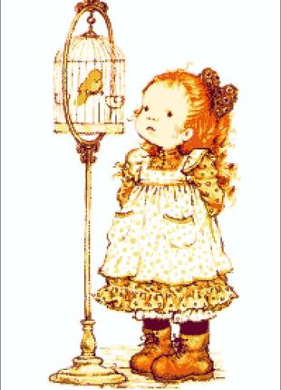 Набор для вышивания бисером девочка с птичкой 37х54 см александра токарева  (2000001201848)