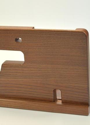 Подставка-органайзер из дерева для гаджетов телефона часов apple и визоток brooklyn, коричневый8 фото