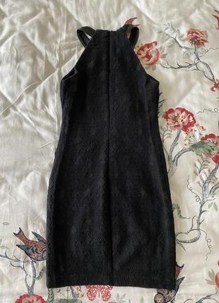 Чорне міні сукня з шкіряними вставками s4 фото