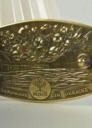 Мужской ремень с гербом украины с натуральной кожи с латунной пряжкой черный4 фото