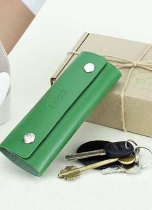 Подарунковий жіночий набір №61: обкладинка документи + ключниця + портмоне (зелений)5 фото