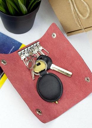 Подарунковий жіночий набір №62 "тризуб": портмоне + ключниця + обкладинка на паспорт (червоний)9 фото