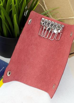 Подарунковий жіночий набір №64 "тризуб": обкладинка на паспорт + ключниця (червоний)3 фото