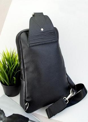 Сумка-рюкзак мужская кожаная handycover s302 черная через плечо2 фото