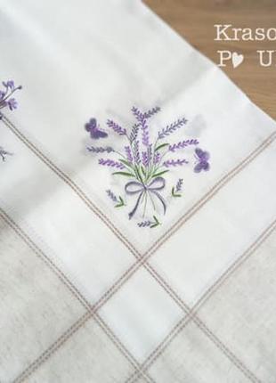 Скатертина на стіл з лавандою (150*220 см) вишивкою #des 18 tablecloth-491 фото