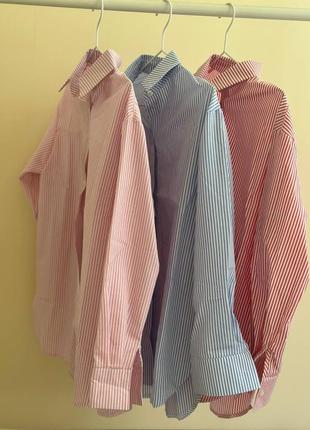 Коттоновая удлиненная рубашка в полоску с длинными рукавами с манжетами7 фото