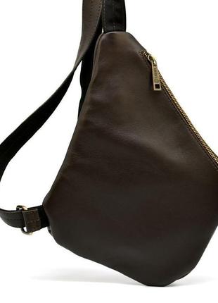 Чоловіча шкіряна сумка-слінг gc-6402-3md коричнева бренд tarwa5 фото