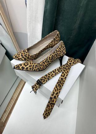 Дизайнерські леопардові туфлі човники із натуральної шкіри 118
