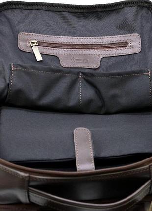 Мягкий кожаный коричневый унисекс рюкзак для города с карманом для ноутбука tarwa 72807 фото