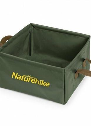 Складаний контейнер для води з пвх naturehike square bucket 13л army green nh19sj0071 фото