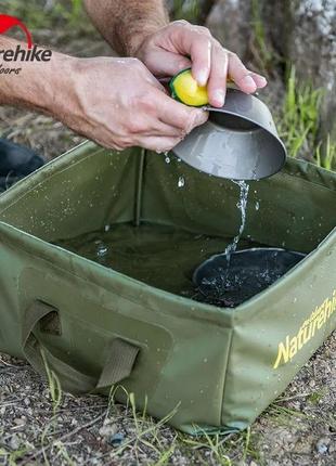 Складаний контейнер для води з пвх naturehike square bucket 13л army green nh19sj0075 фото