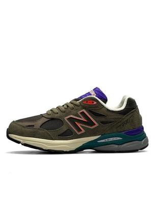 Кроссовки мужские стильные new balance 990 v3 traiblaisers легкие хаки спортивные кроссовки нью баланс летние