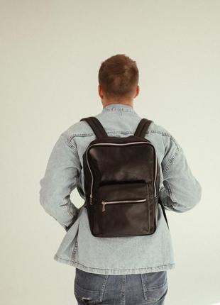 Міський шкіряний рюкзак, чоловічий рюкзак з натуральної шкіри2 фото