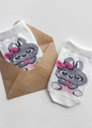 Детские носки для самых маленьких с рисунком зайки.  размер 8-10 (12-17)