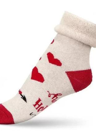 Теплые детские носки с сердечками и отворотом. размер 14-16 (21-26)3 фото