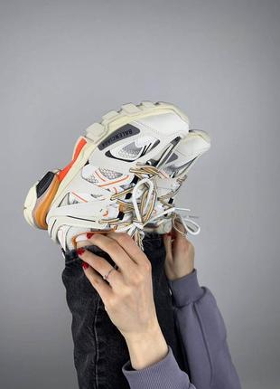 Кроссовки в стиле balenciaga track 3.0 white/orange5 фото