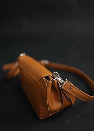 Карамельна шкіряна сумка, коричнева сумка з натуральної шкіри, жіноча сумочка4 фото