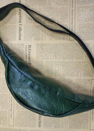 Поясна сумка зеленого смарагдового кольору з натуральної шкіри tarwa g9-3005-3md3 фото