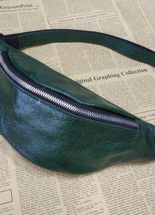 Поясна сумка зеленого смарагдового кольору з натуральної шкіри tarwa g9-3005-3md