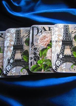 Комплект для кухні 'париж'(чорно-білий):підставки під гаряче,тарілки,чашки