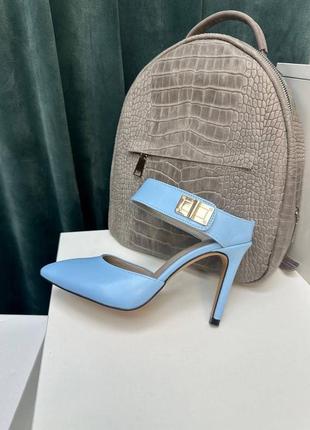 Дизайнерские женские мюли из натуральной кожи на каблуке эдит2 фото