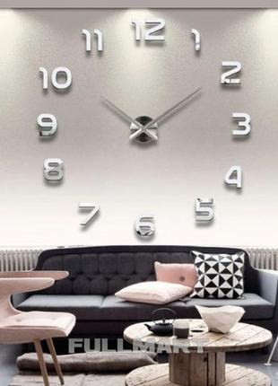 Большие настенные часы diy clock new 55 черный, серебро  с цифрами2 фото