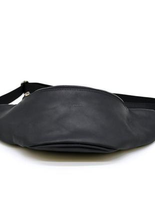 Кожаная сумка на пояс из черной крейзи хорс бренда tarwa ra-3036-3md3 фото