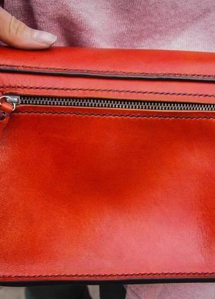 Женская сумка, кожаная рыжая сумочка, сумка для девушки, стильная сумка3 фото