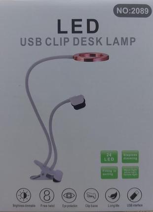 Кольцевая usb лампа на прищепке с держателем для телефона2 фото