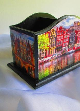 Настольная карандашница "амстердам"-2, органайзер, короб, подставка для ручек4 фото