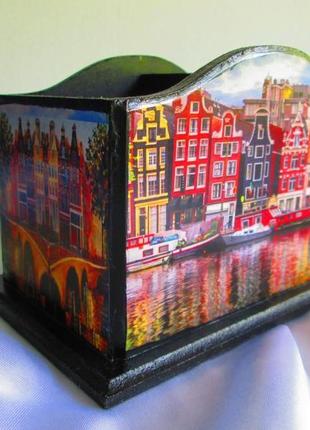 Настільна карандашница "амстердам"-2, органайзер, короб, підставка для ручок2 фото