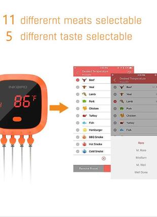 Сток bbq термометр inkbird ibt-4xc цифровий із bluetooth на 4 щупи, захист ipx59 фото