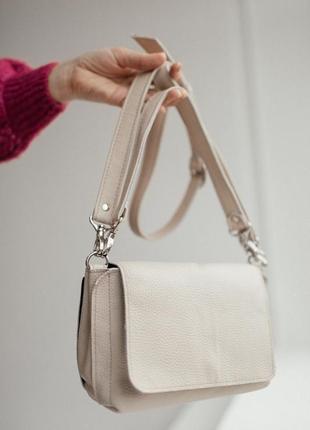Бежевая кожаная сумка, кроссбоди из натуральной кожи, женская сумка1 фото