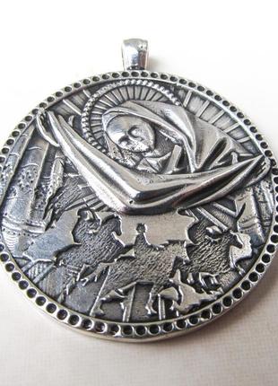 Срібний медальйон ручної роботи покрова3 фото