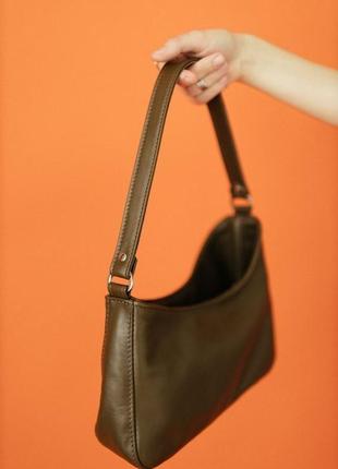 Оливковая кожаная сумка a-symetric, женская сумка из кожи, асимметричная сумка bagster4 фото