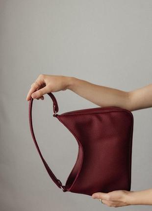 Шкіряна сумка a-symetric (марсала), жіноча сумка зі шкіри, асиметрична сумка bagster4 фото