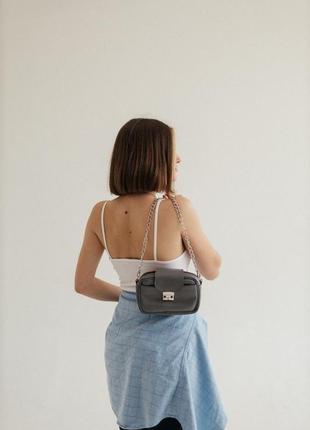 Шкіряна сумка cosmo, сіра сумка зі шкіри, кросбоді жіноча bagster2 фото
