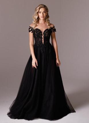 Черное вечернее платье la novale 106