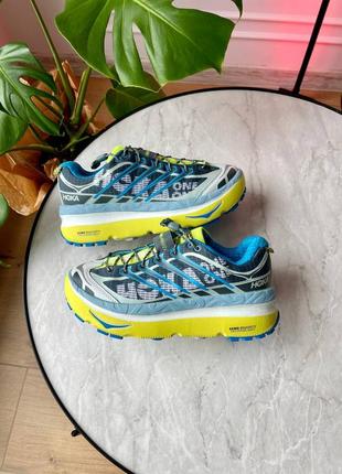 Мужские кроссовки желтые с голубым hoka u mafate 3 bringback blue6 фото