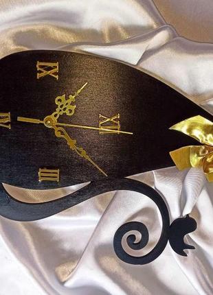 Интерьерные настенные часы кот с птичкой - необычный стильный подарок6 фото