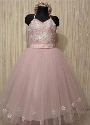 Шикарное платье из фатина и кружев для принцессы 8-10-12 лет3 фото