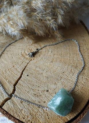 Цепочка с необработанным камнем ′зеленый авантюрин′