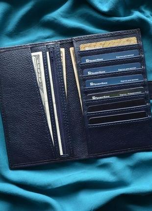Синій шкіряний гаманець "ґрифіндор"5 фото