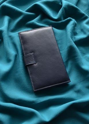 Синій шкіряний гаманець "гафелпаф"6 фото