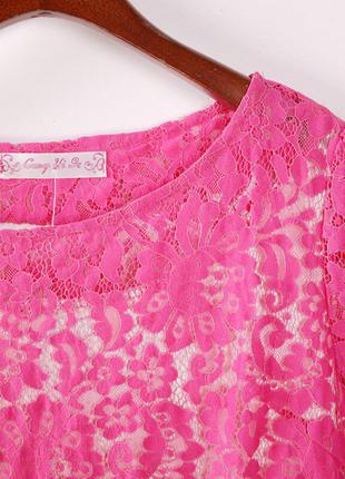 Плаття рожеве мереживо літній3 фото
