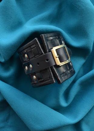 Черный кожаный плетеный браслет6 фото