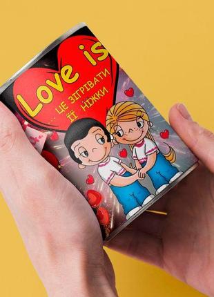 Консервовані шкарпетки love is...зігрівати її ніжки - приємний подарунок на день закоханих4 фото