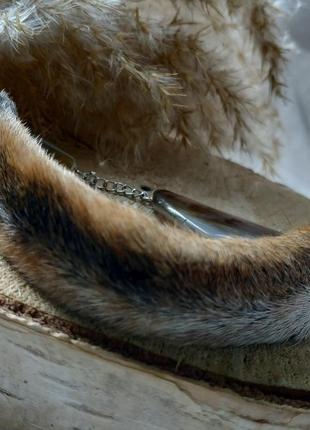 Браслет из меха лисы с агатом ′аляска′3 фото